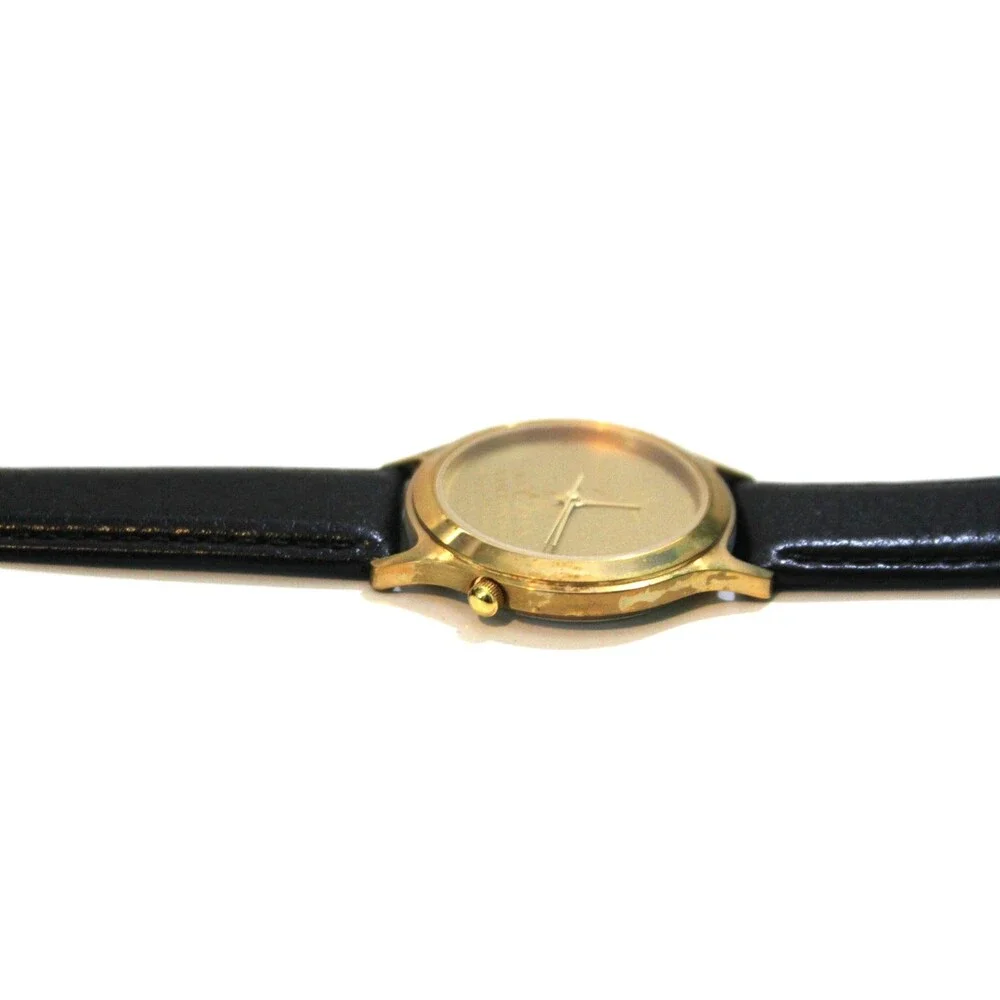 Rare Aloha Airlines Logo 50th Anniversary Vintage Wrist Watch Gold Tone Leather
